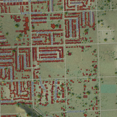 Second close-up of the map of East Hemet, California print showing more streets and buildings