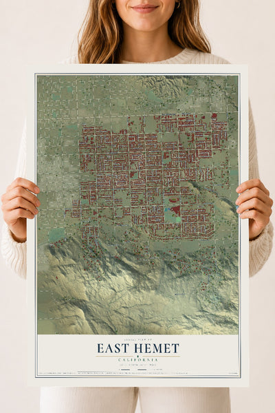 Map of East Hemet, California, 18 x 24 inch unframed archival matte print
