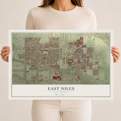 Map of East Niles, California, 12 x 18 inch unframed archival matte print