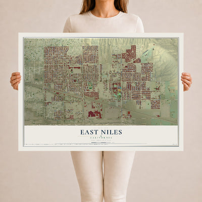 Map of East Niles, California, 24 x 36 inch unframed archival matte print