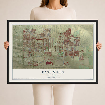 Map of East Niles, California, 24 x 36 inch print in a black wood frame