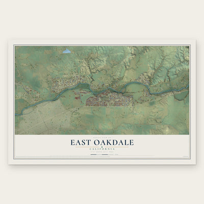East Oakdale, California map print, the full design