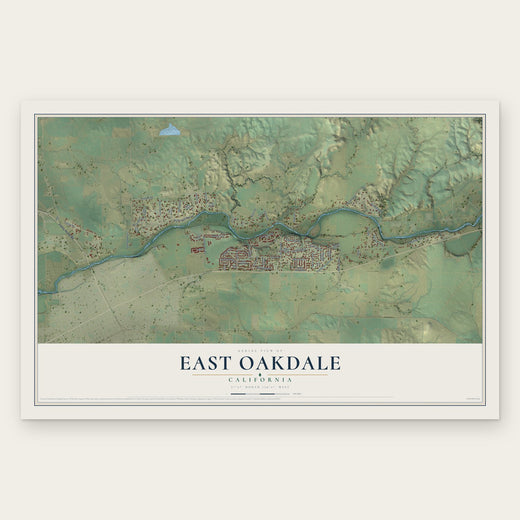East Oakdale, California map print, the full design