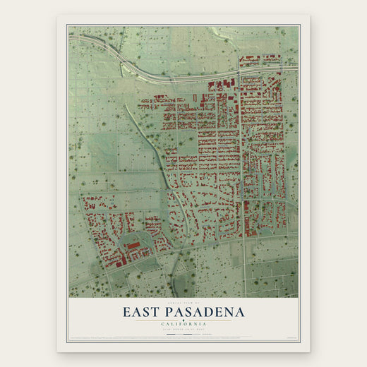East Pasadena, California map print, the full design