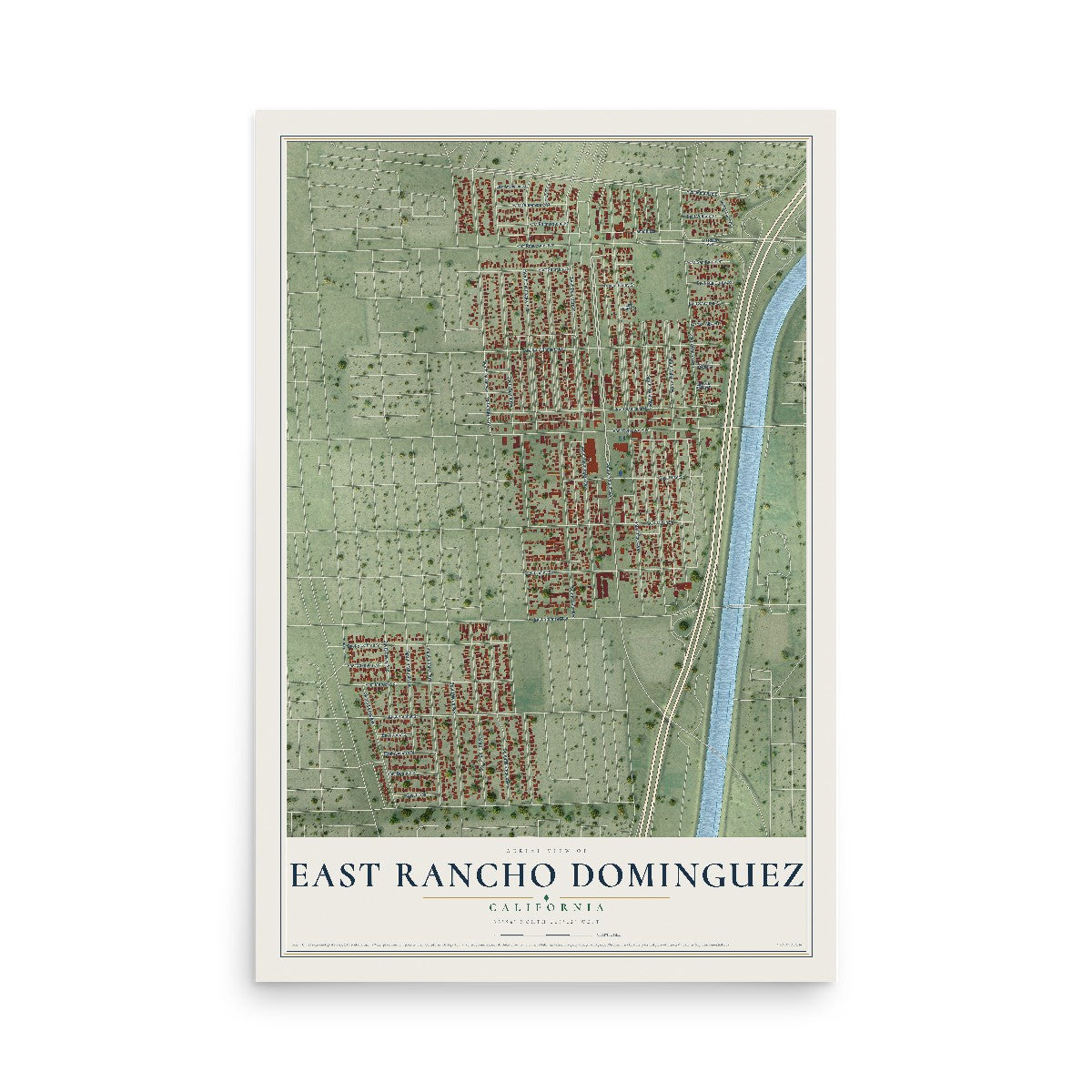Map of East Rancho Dominguez, California, 12 x 18 inch unframed archival matte print