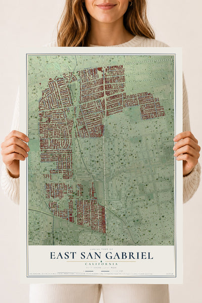 Map of East San Gabriel, California, 18 x 24 inch unframed archival matte print