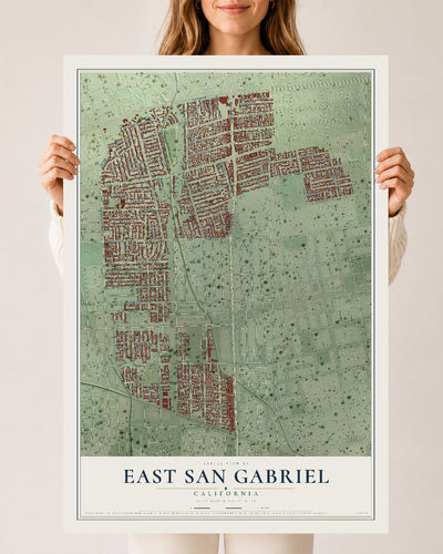 Map of East San Gabriel, California, 24 x 36 inch unframed archival matte print