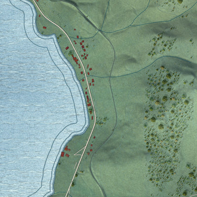Close-up of the map of East Shore, California print showing street and building detail