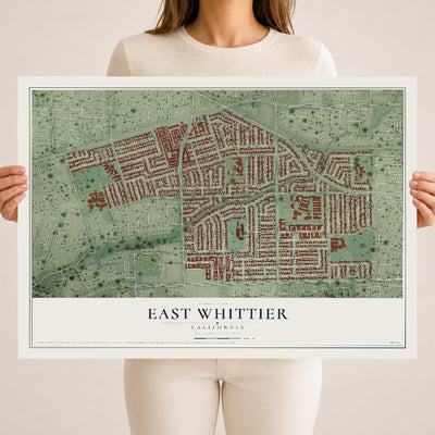Map of East Whittier, California, 18 x 24 inch unframed archival matte print