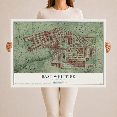Map of East Whittier, California, 24 x 36 inch unframed archival matte print