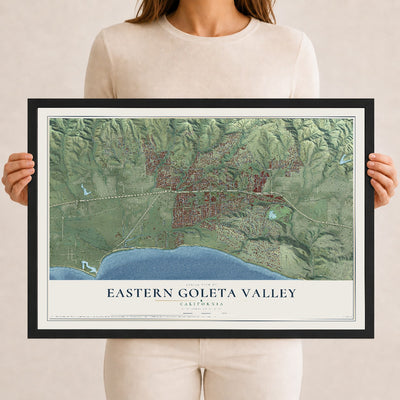 Map of Eastern Goleta Valley, California, 12 x 18 inch print in a black wood frame