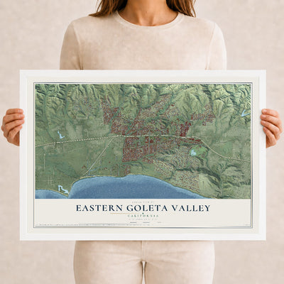 Map of Eastern Goleta Valley, California, 12 x 18 inch print in a white wood frame