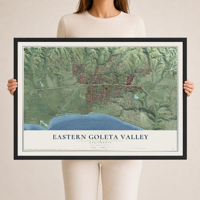 Map of Eastern Goleta Valley, California, 24 x 36 inch print in a black wood frame