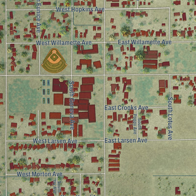 Close-up of the map of Easton, California print showing street and building detail