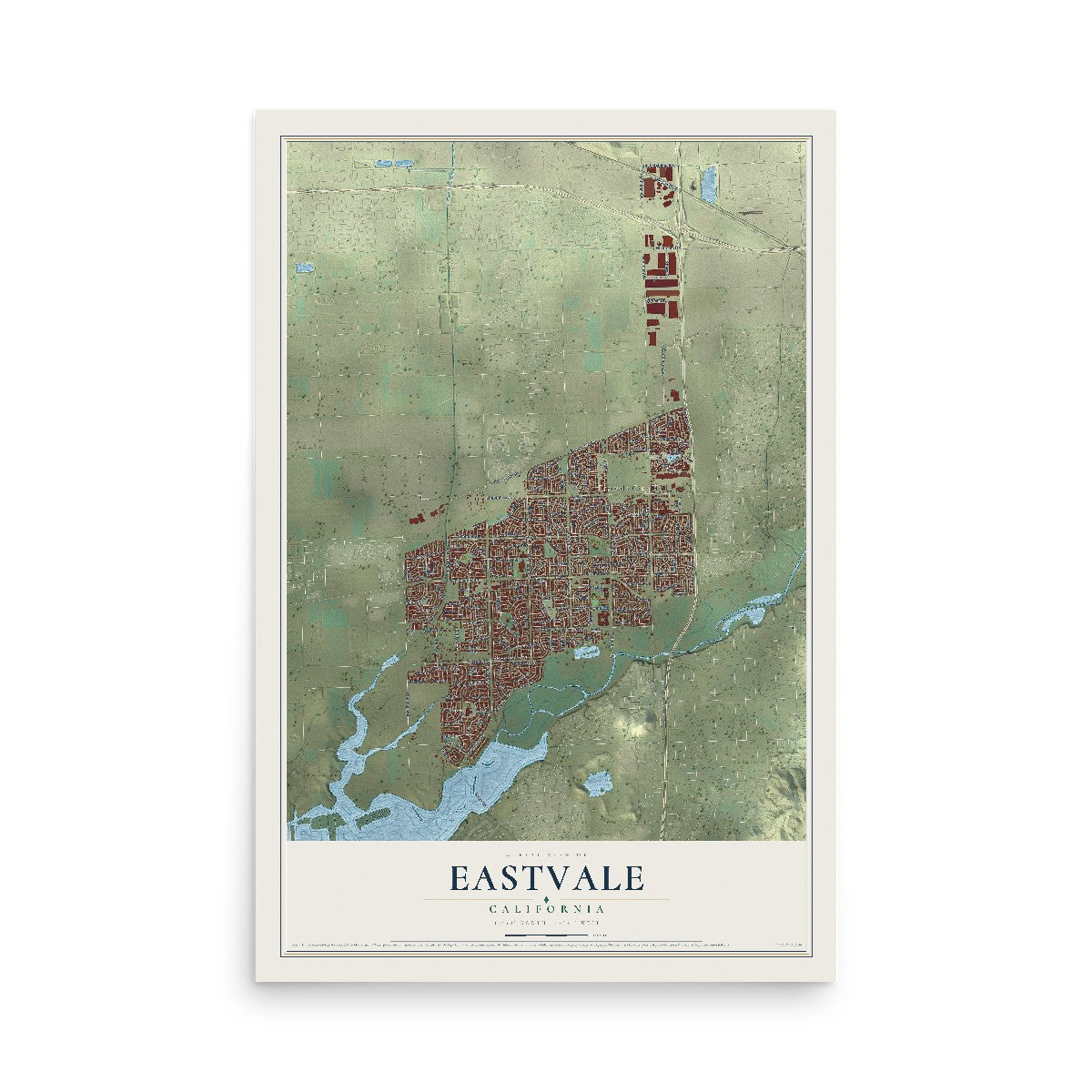 Map of Eastvale, California, 12 x 18 inch unframed archival matte print