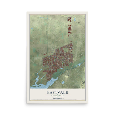 Map of Eastvale, California, 12 x 18 inch unframed archival matte print