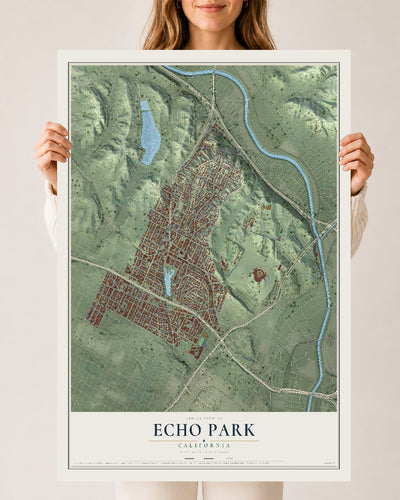 Map of Echo Park, California, 24 x 36 inch unframed archival matte print