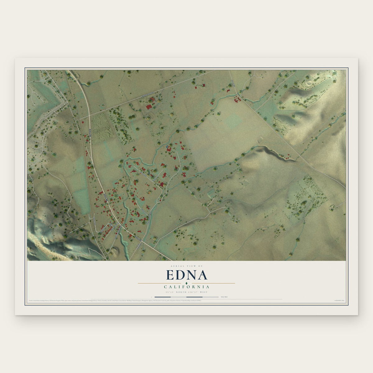 Edna, California map print, the full design
