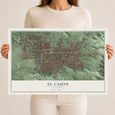 Map of El Cajon, California, 12 x 18 inch unframed archival matte print