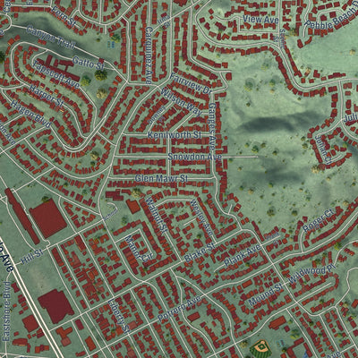Second close-up of the map of El Cerrito, California print showing more streets and buildings
