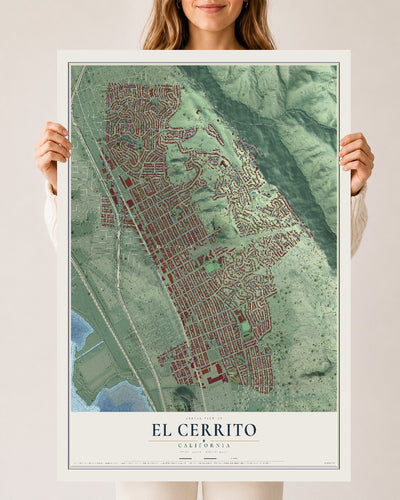 Map of El Cerrito, California, 24 x 36 inch unframed archival matte print