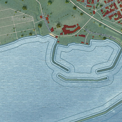 Second close-up of the map of El Granada, California print showing more streets and buildings