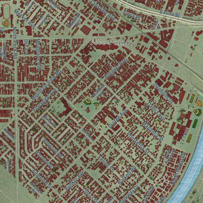 Second close-up of the map of El Monte, California print showing more streets and buildings