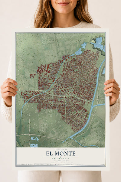 Map of El Monte, California, 18 x 24 inch unframed archival matte print