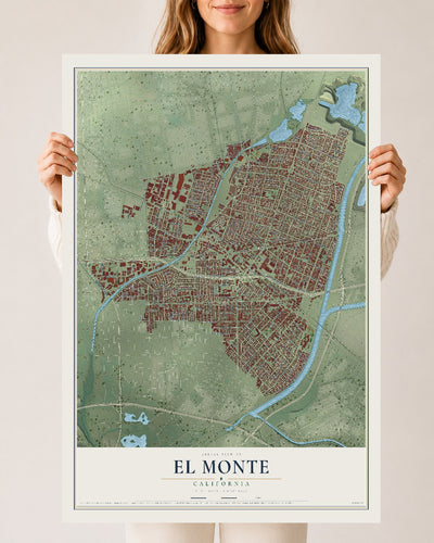 Map of El Monte, California, 24 x 36 inch unframed archival matte print
