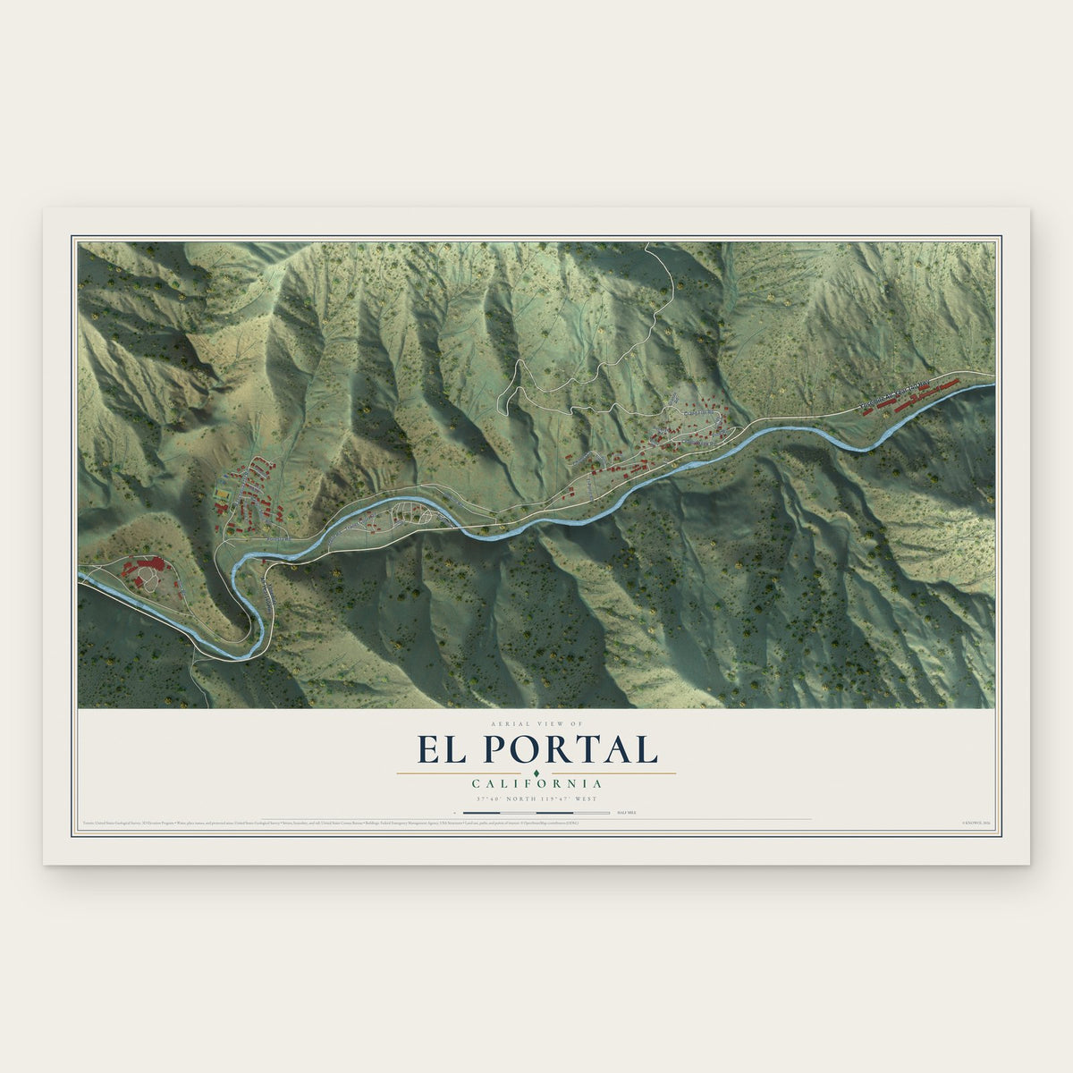 El Portal, California map print, the full design