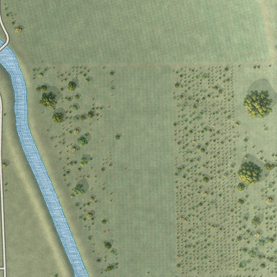 Close-up of the map of El Rancho, California print showing street and building detail