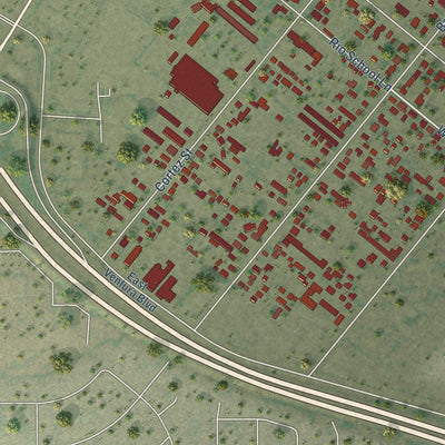 Second close-up of the map of El Rio, California print showing more streets and buildings