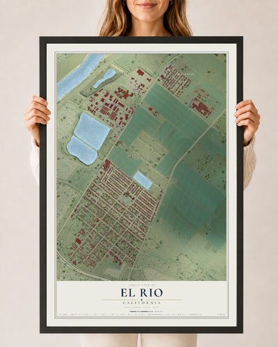 Map of El Rio, California, 24 x 36 inch print in a black wood frame