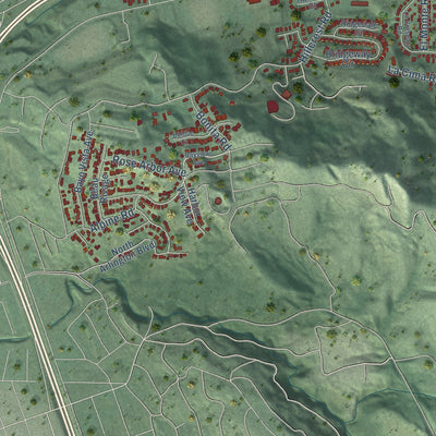 Second close-up of the map of El Sobrante, Contra Costa County, California print showing more streets and buildings