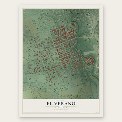 El Verano, California map print, the full design