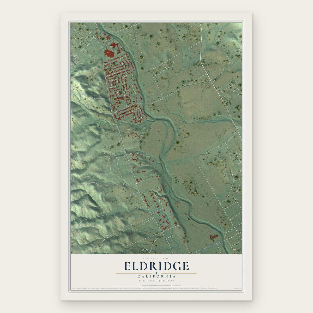 Eldridge, California map print, the full design
