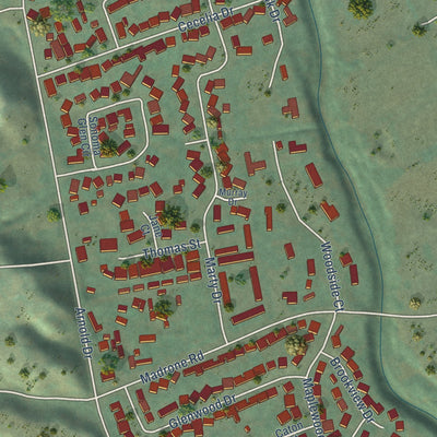 Close-up of the map of Eldridge, California print showing street and building detail