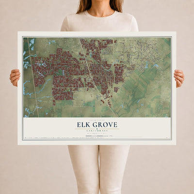 Map of Elk Grove, California, 24 x 36 inch unframed archival matte print