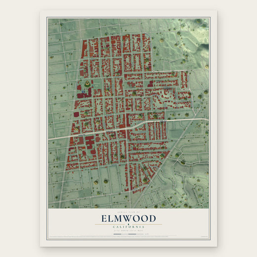 Elmwood, California map print, the full design