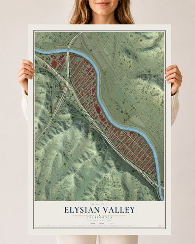 Map of Elysian Valley, California, 24 x 36 inch unframed archival matte print