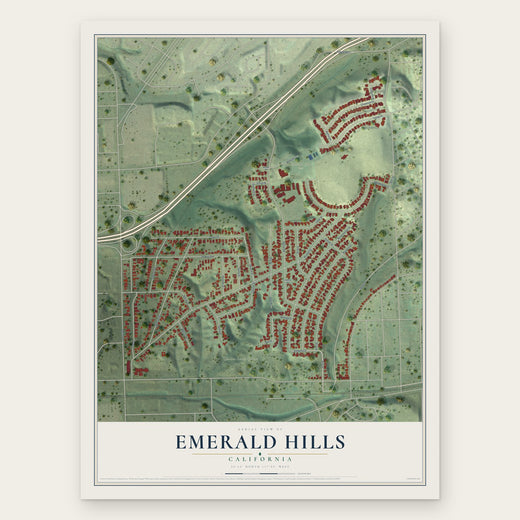 Emerald Hills, California map print, the full design