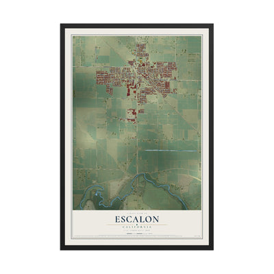 Map of Escalon, California, 12 x 18 inch print in a black wood frame