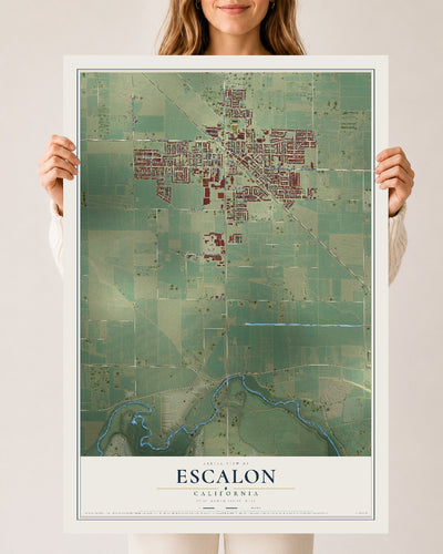 Map of Escalon, California, 24 x 36 inch unframed archival matte print