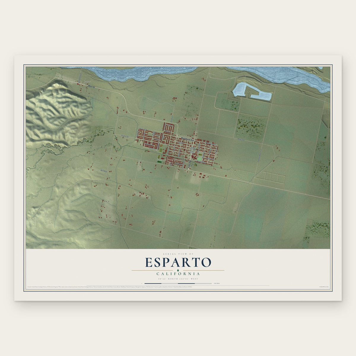 Esparto, California map print, the full design