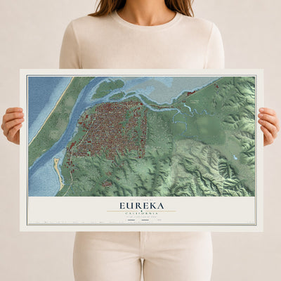 Map of Eureka, California, 12 x 18 inch unframed archival matte print