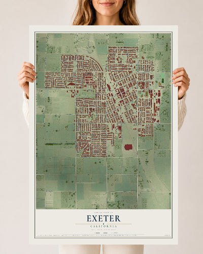 Map of Exeter, California, 24 x 36 inch unframed archival matte print