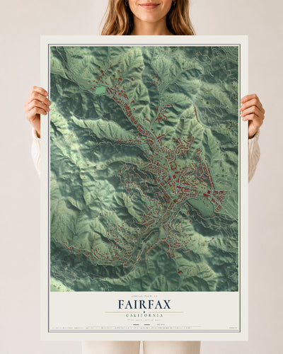 Map of Fairfax, California, 24 x 36 inch unframed archival matte print