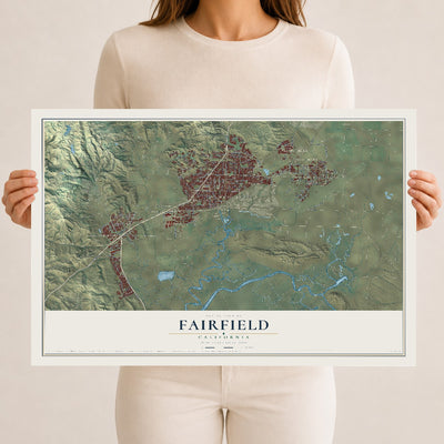 Map of Fairfield, California, 12 x 18 inch unframed archival matte print