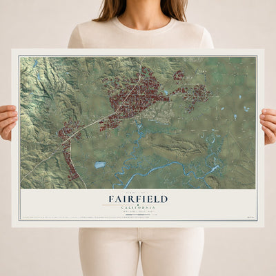 Map of Fairfield, California, 18 x 24 inch unframed archival matte print