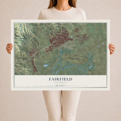 Map of Fairfield, California, 24 x 36 inch unframed archival matte print